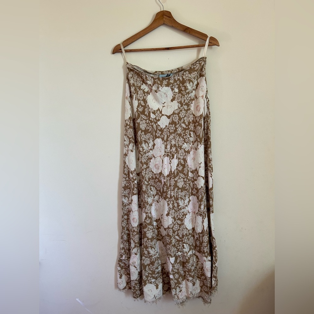 Vintage Floral Linen Maxi Skirt
